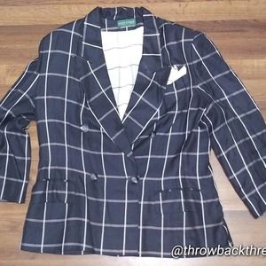 Harvé Bernard/Bernard Holtzman window pane blazer